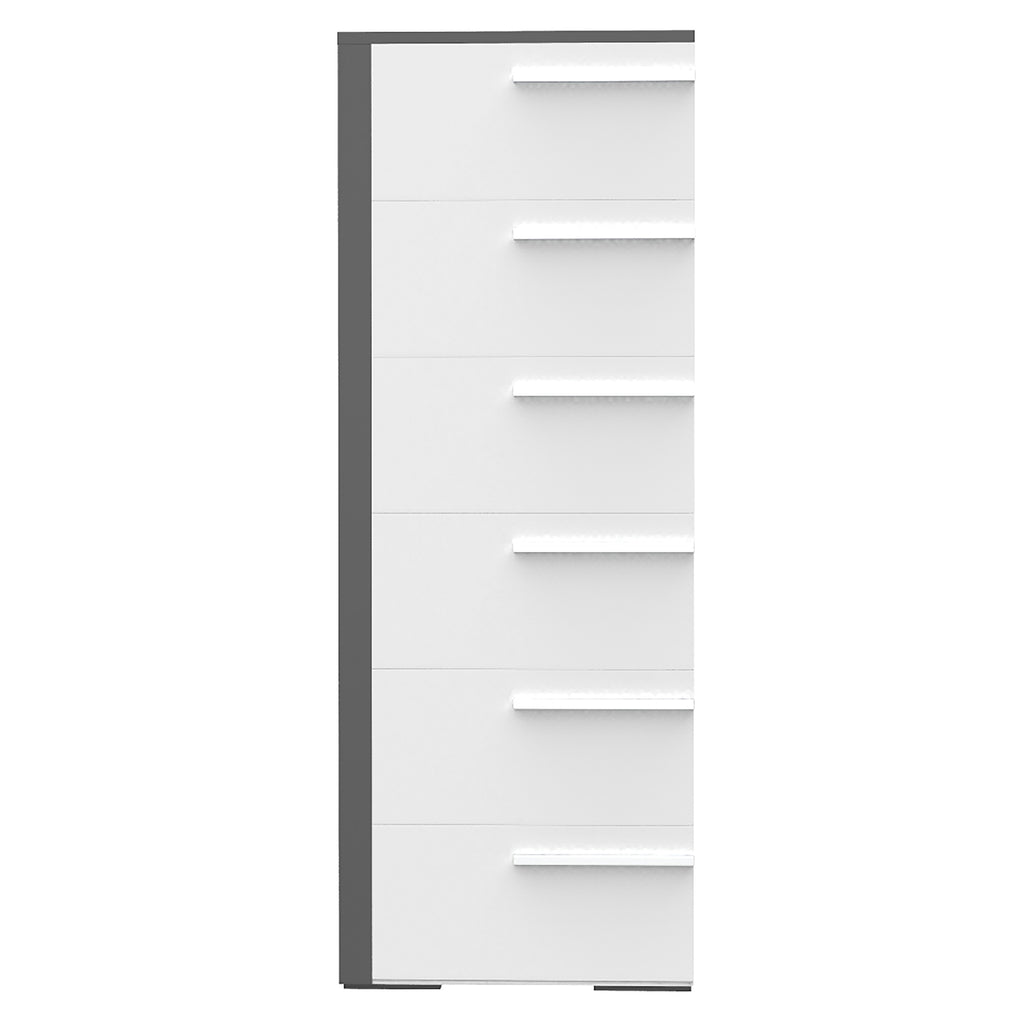 Bebelelo 6 Drawer Chest Office Storage Organization, Dark Grey & White