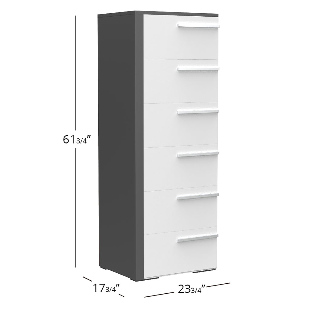 Bebelelo 6 Drawer Chest Office Storage Organization, Dark Grey & White