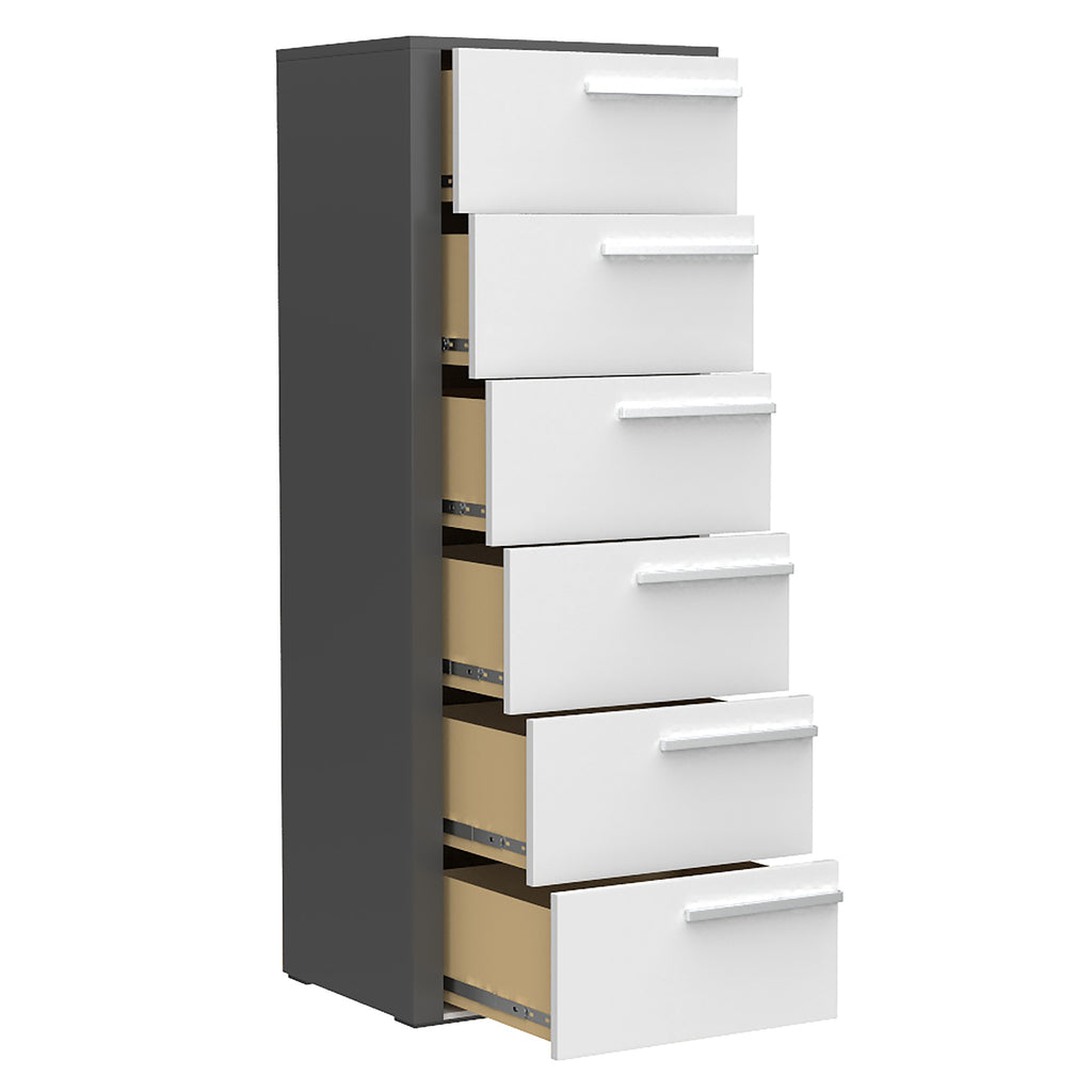 Bebelelo 6 Drawer Chest Office Storage Organization, Dark Grey & White