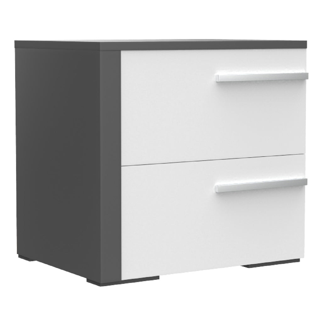 Bebelelo 2 Drawer Night Table Storage Home Decor, Dark Grey & White