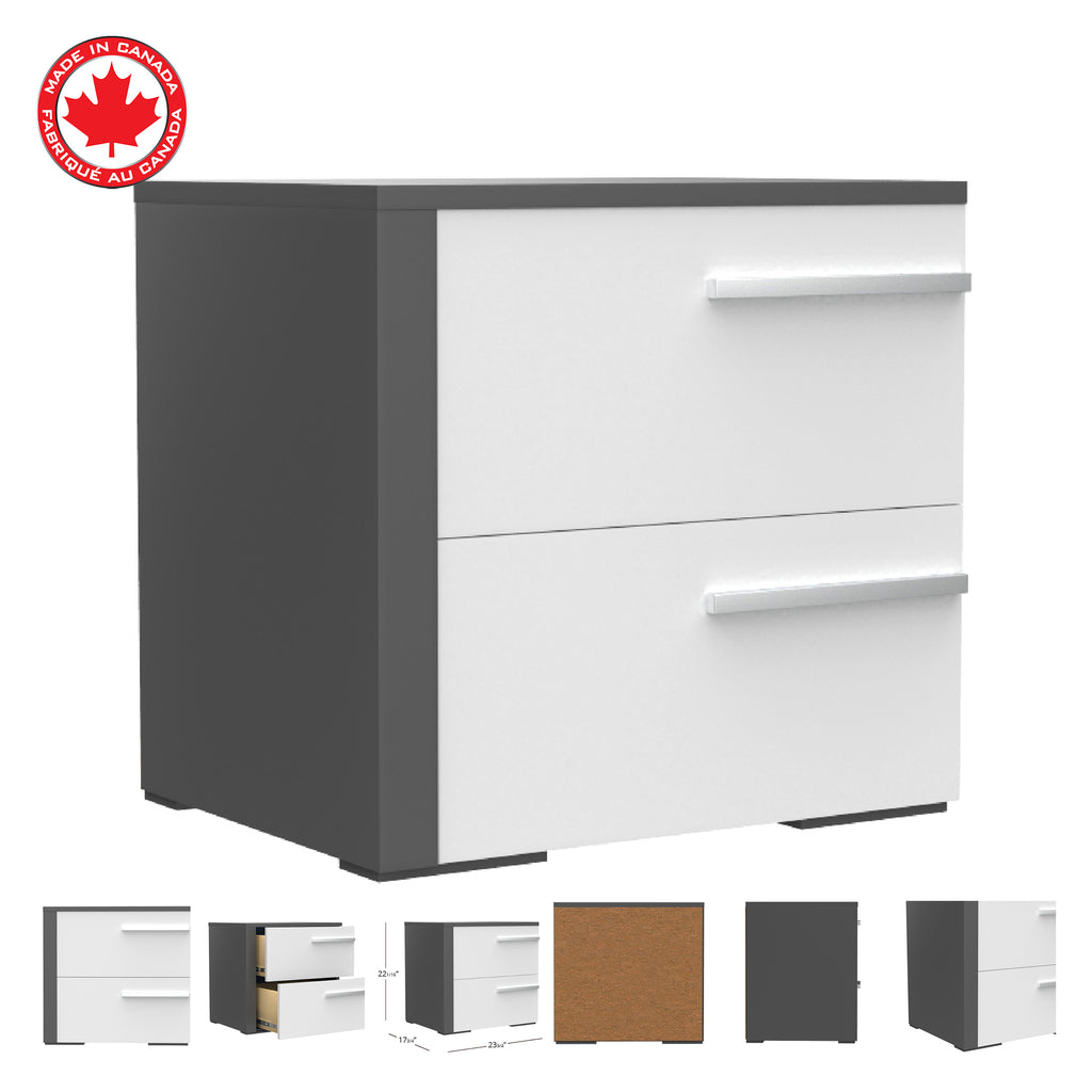 Bebelelo Night Table Storage Organizer For Home Office Decor, Dark Grey & White