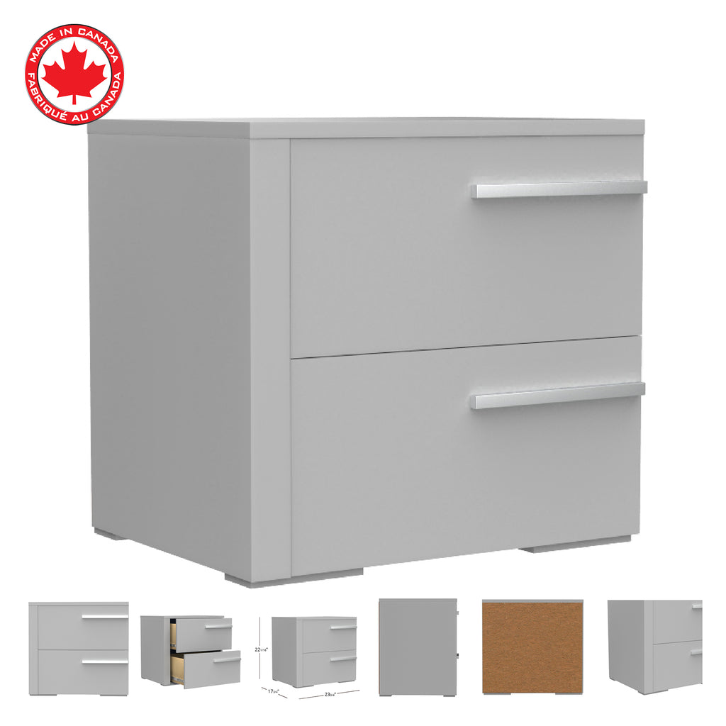 Bebelelo 2 Drawer Night Table Storage Home Decor, Light Grey