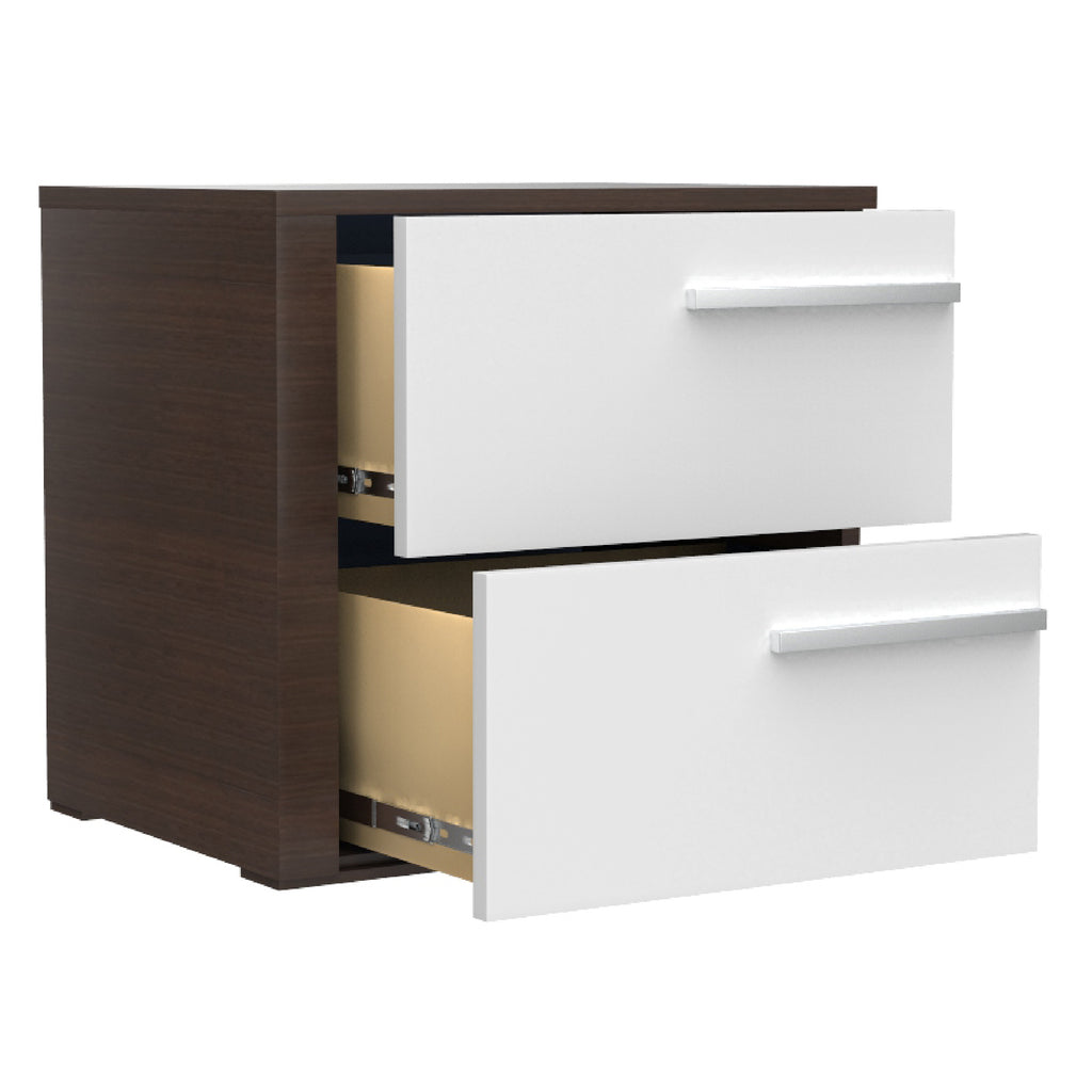 Bebelelo Night Table Storage Organizer For Home Office Decor, White & Walnut