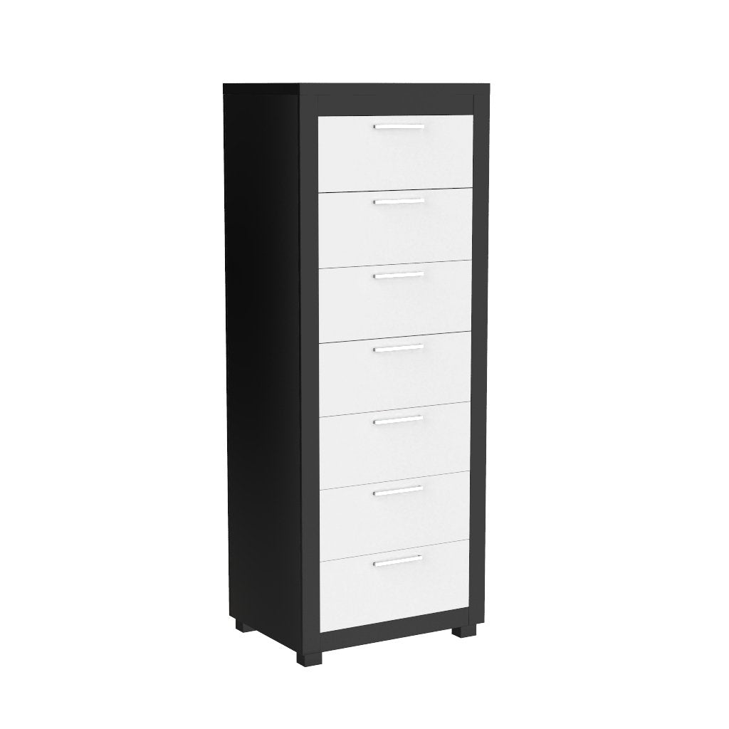 Standing Bureau - 7 drawer - Aria - Java and white