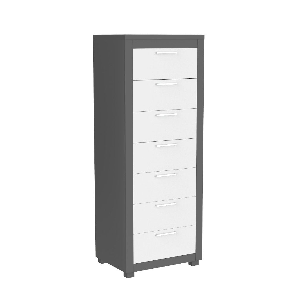 Standing Bureau - 7 drawer - Aria - Dark gray and white