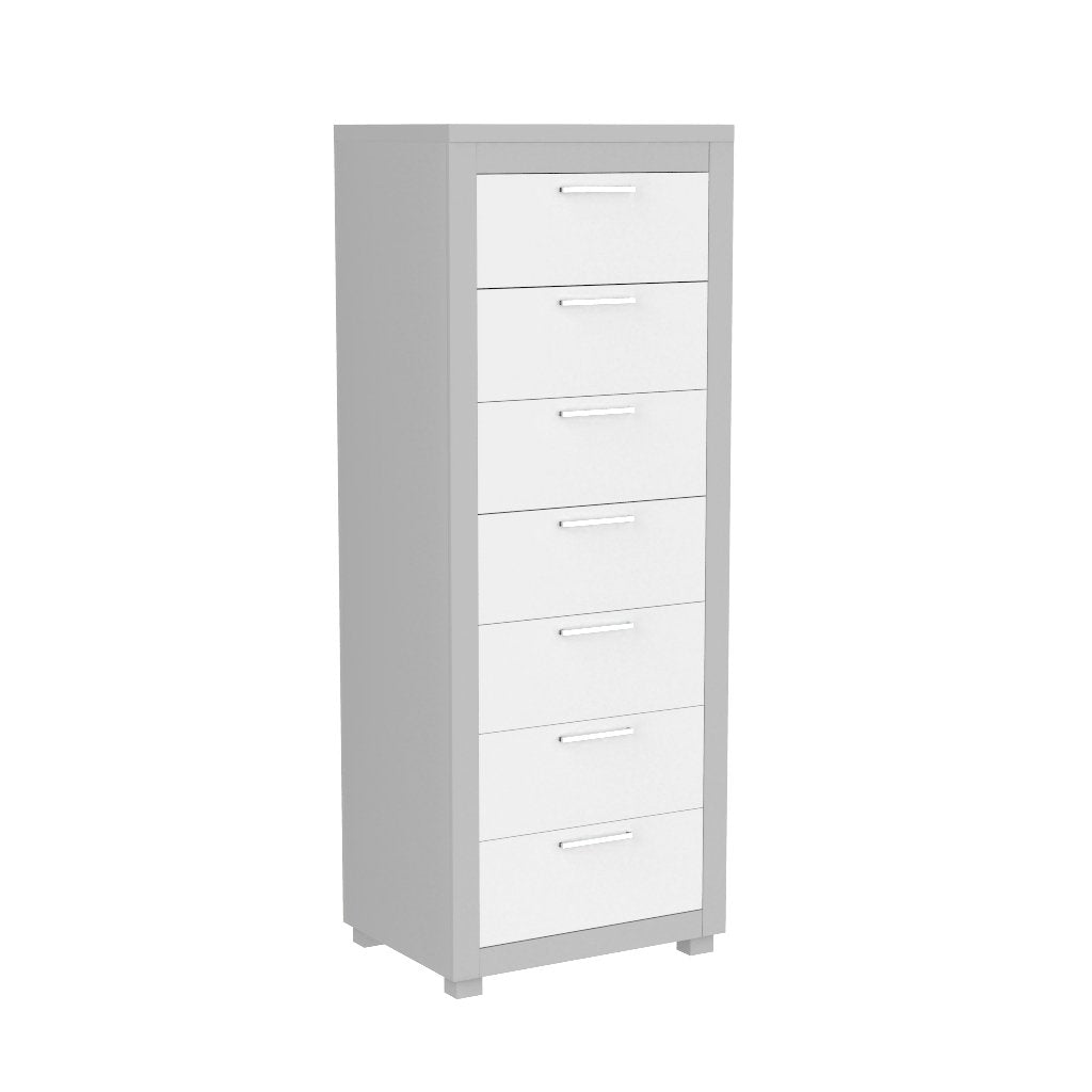 Standing Bureau - 7 drawer - Aria - Gray pale and white