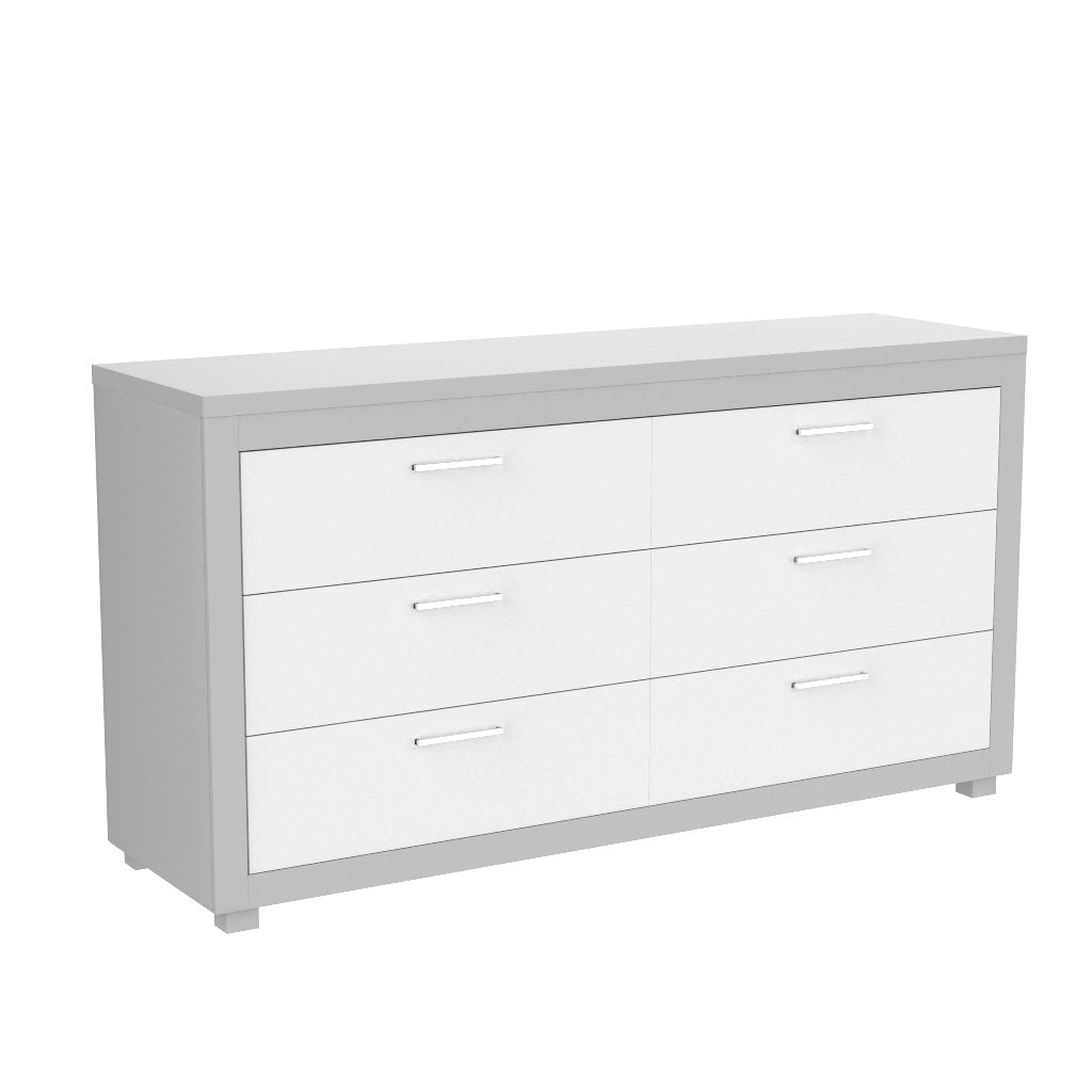 Office drawer Double 6 - Aria - Gray pale and white