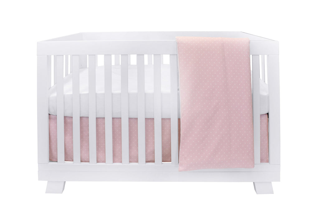 BEBELELO- 4 PIECES BEDDING BABY PINK AND WHITE WITH A PATTERN OF STARS - # 635