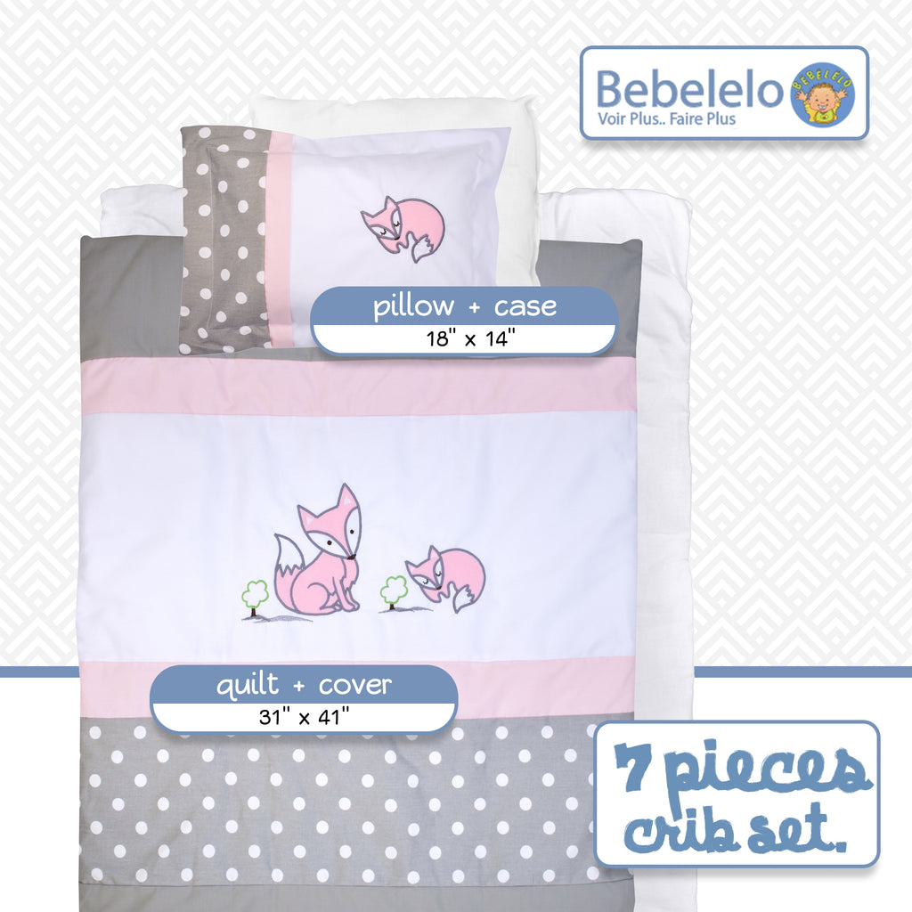 bebelelo-all-bedding-7-pieces pink sleepy fox -318