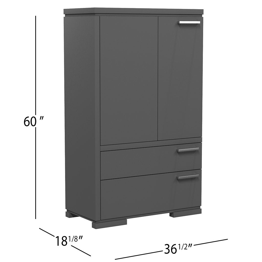 Wardrobe - 2 drawers and 2 doors - Joe - Dark Gray ...