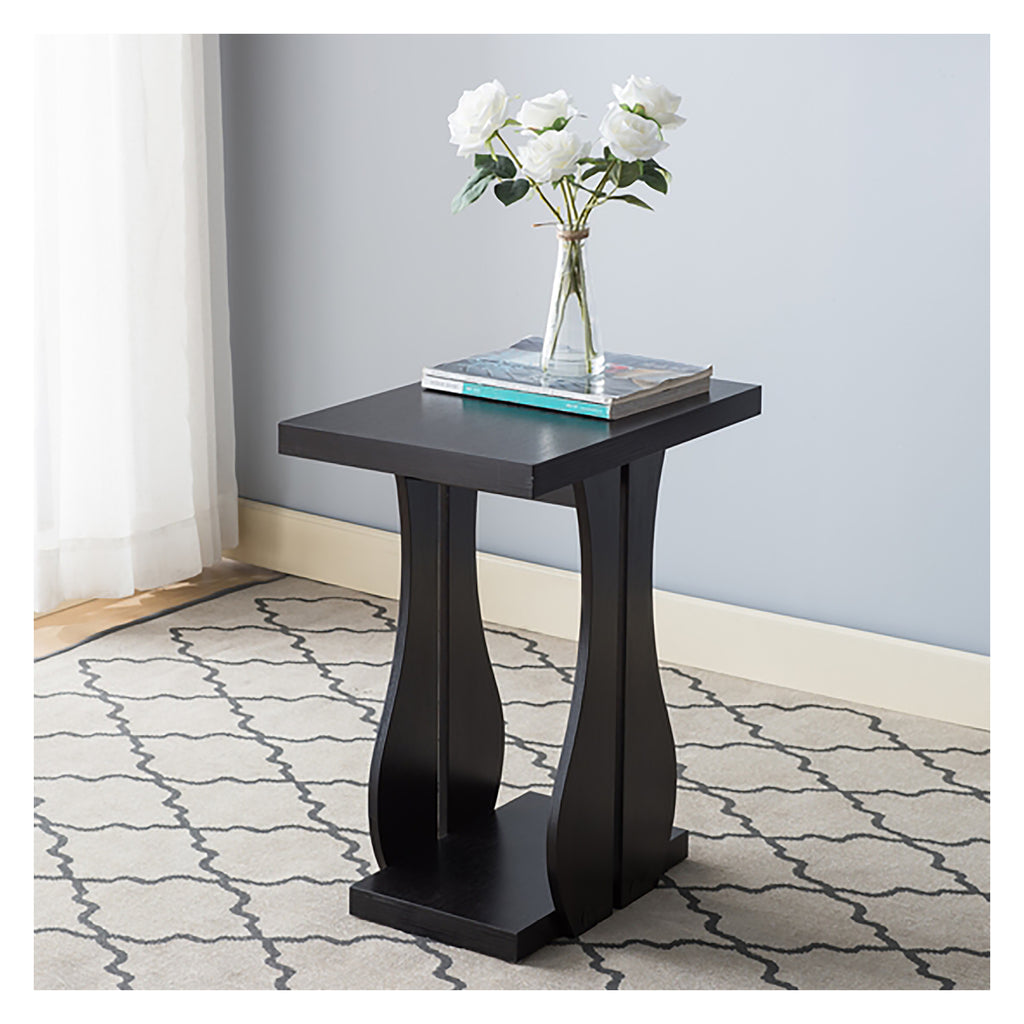 Bebelelo Side Table - Black Leg With Wooden Base for Home Office Decor, Espresso