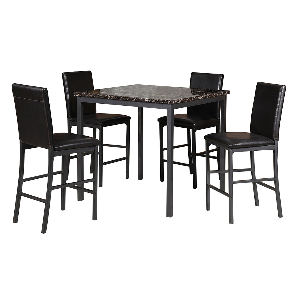 Bebelelo 5Pc Pub Set - Square Marble Table Top with 4 Chairs for Home Decor
