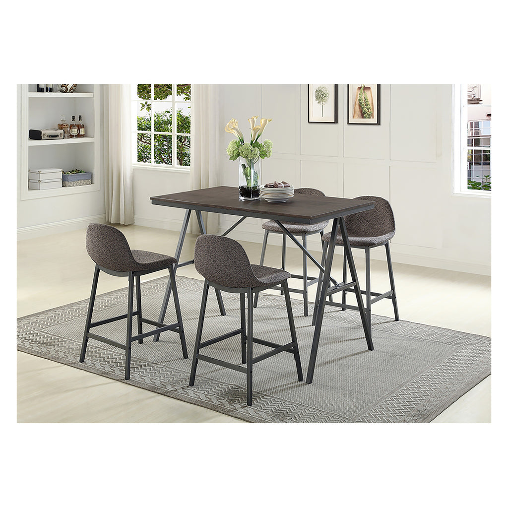 Bebelelo 5Pc Pub Set - Round Wood Table Top with 2 Brown Fabric Seat Chairs