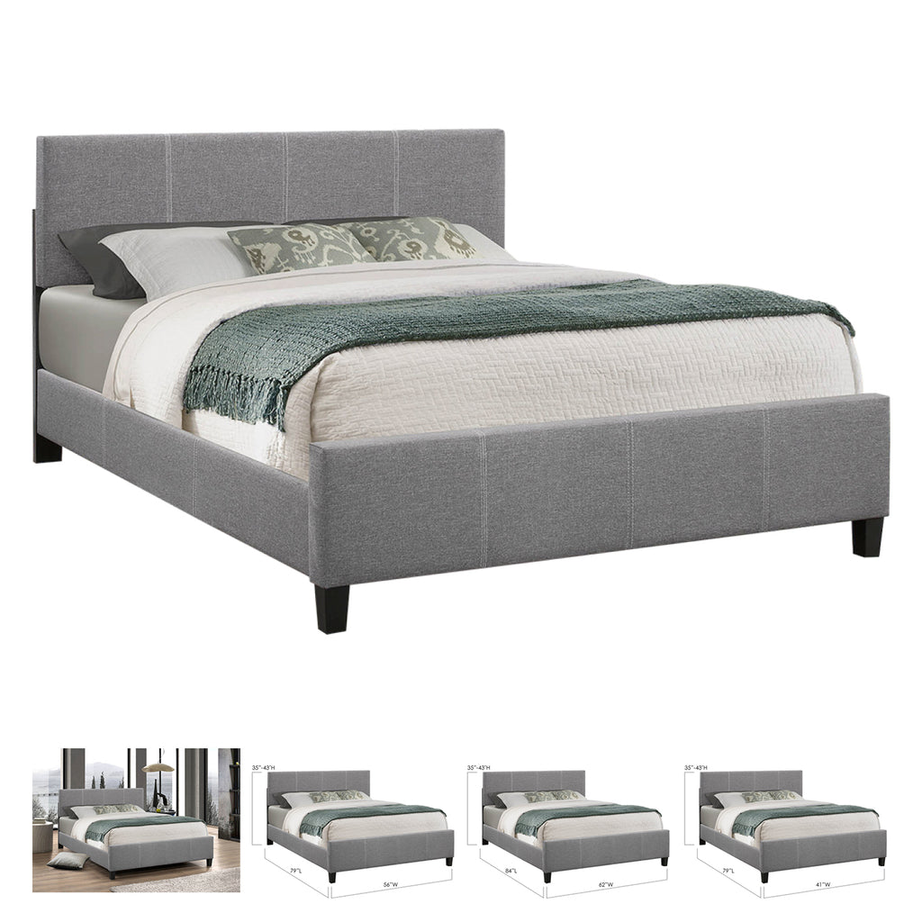Bebelelo Sophie Light Grey Platform Double Bed with Contrast Stitching 
