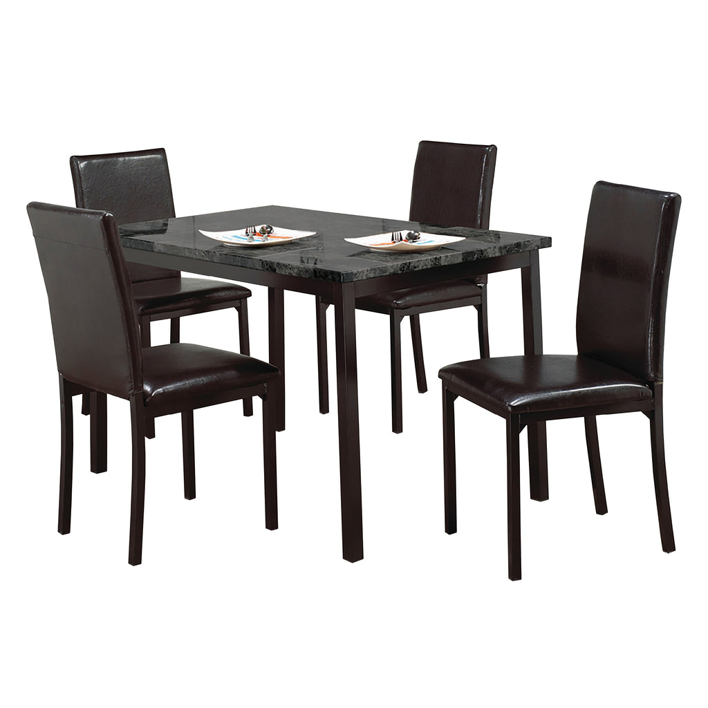 Bebelelo 5Pcs Dinette Set, Dark Grey Marble Table and Upholstered Seats