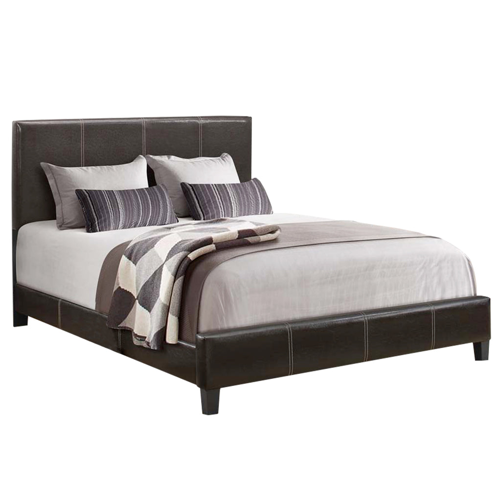 Bebelelo Queen Platform Bed - Espresso with Contrast Stitching for Home Decor