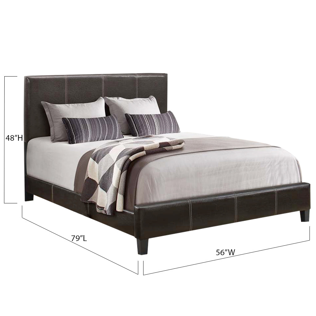 Bebelelo Queen Platform Bed - Espresso with Contrast Stitching for Home Decor