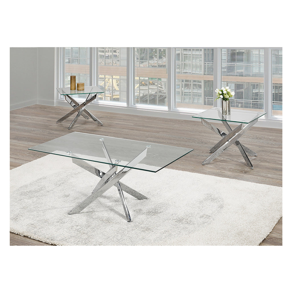 Bebelelo Coffee Table Set - Stainless Steel Legs with Glass Table Top Home Decor
