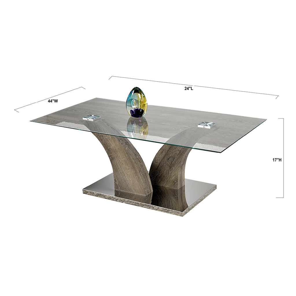 Bebelelo Coffee Table - Stainless Steel Legs, Glass Table Top Home Decor