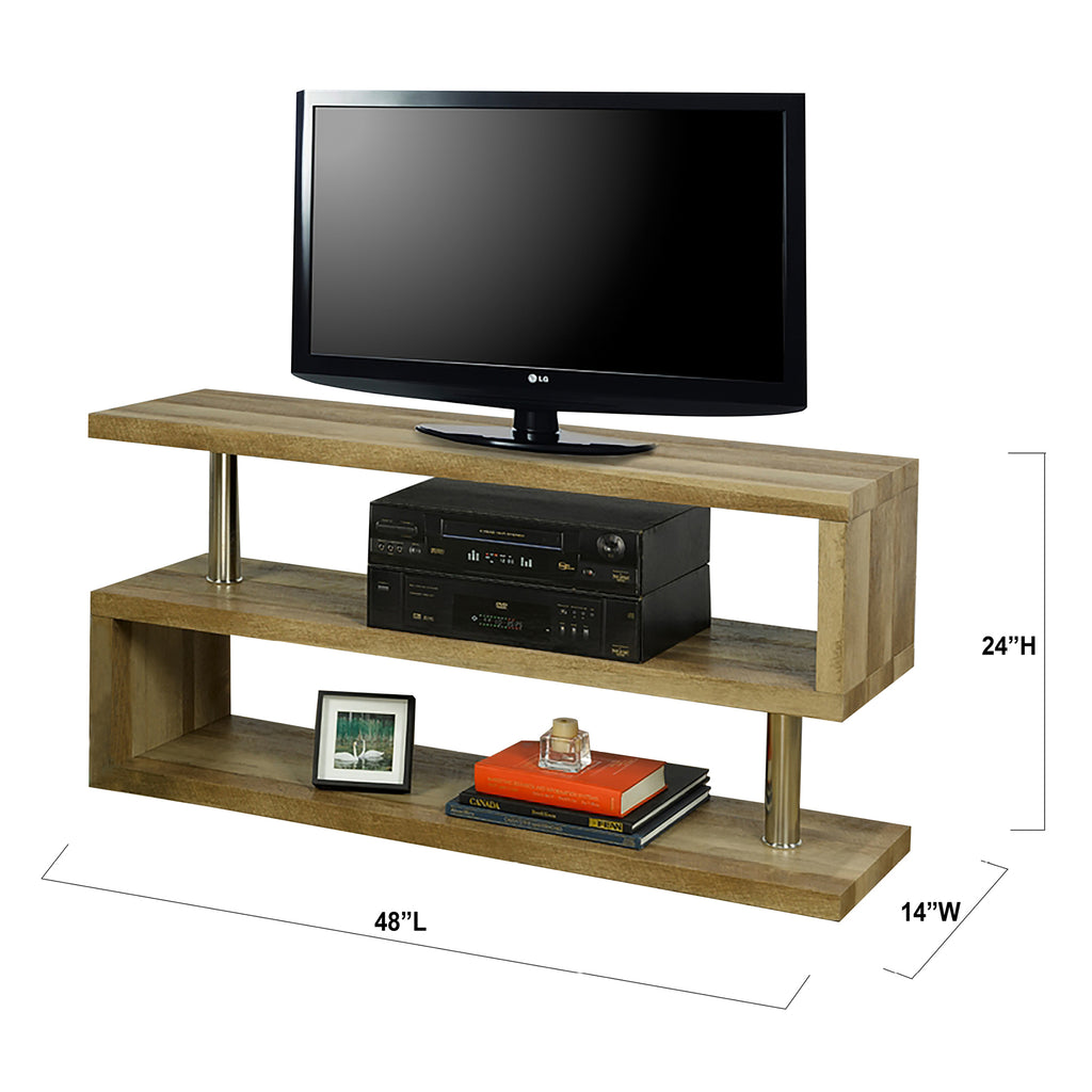 Bebelelo 48"L Modern TV Stand with S Pattern Large Shelves, Wood