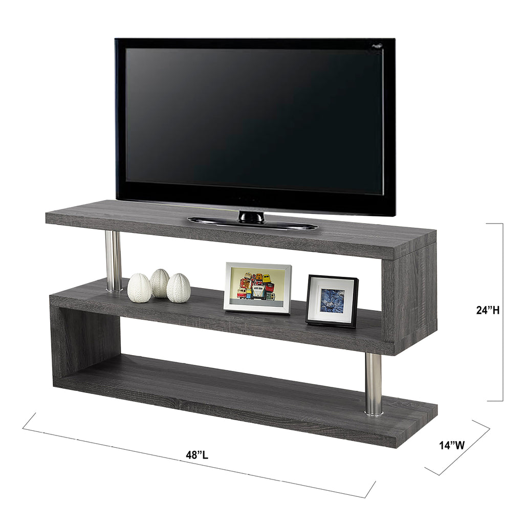 Bebelelo 48" LModern TV Stand with S Pattern Large Shelves, Grey 