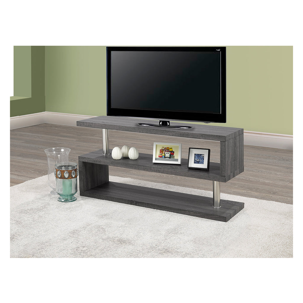 Bebelelo 48" LModern TV Stand with S Pattern Large Shelves, Grey 