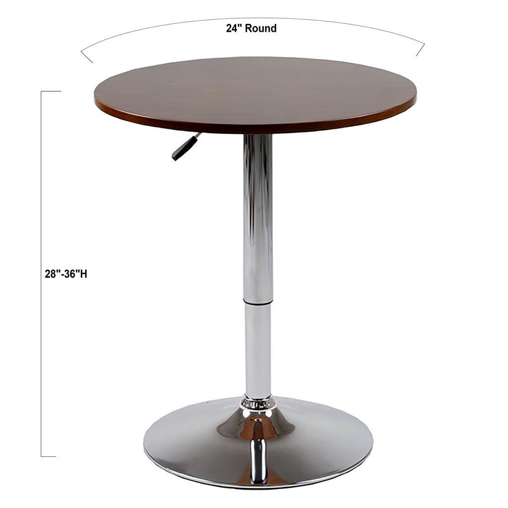 Bebelelo Pub Table - Adjustable Height Wood Table With Chrome Base