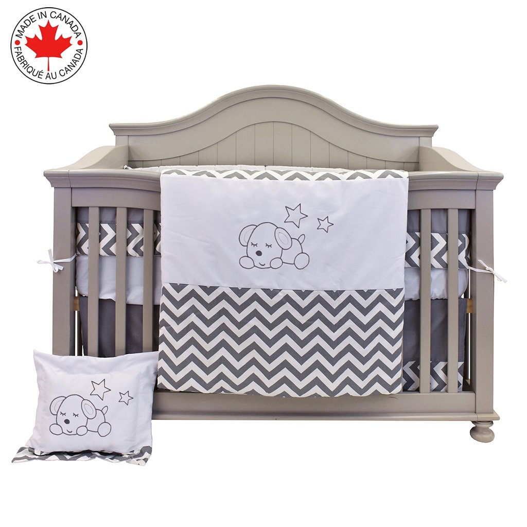 Baby bedding for 7 pcs - Puppy and White Zig-Zag - Cora # 714