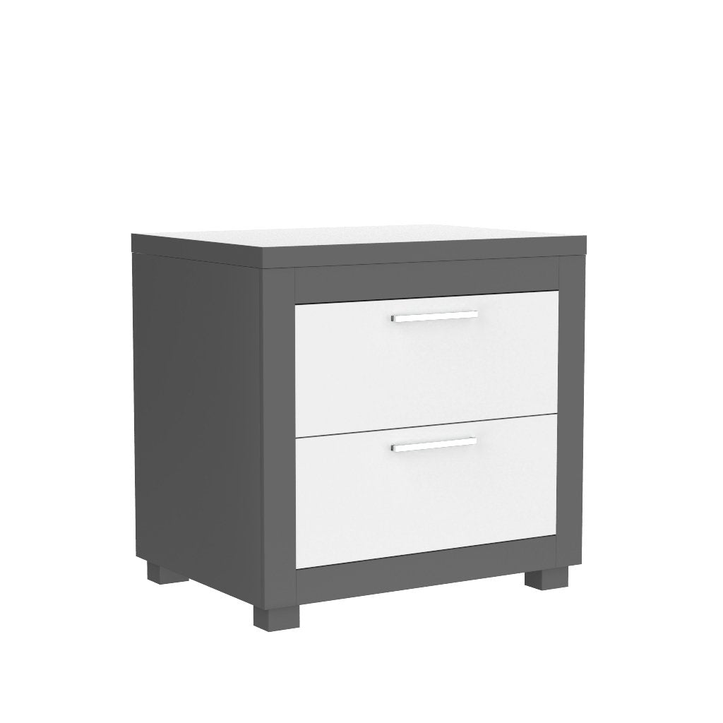 Bedside table - Aria - Dark gray and white